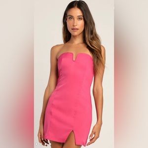 Glamorous Times Hot Pink Strapless Bodycon Mini Dress